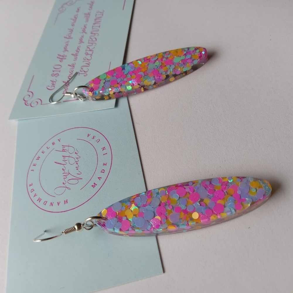 Hand Crafted Vibrant Confetti Earrings - Picture 5 of 6